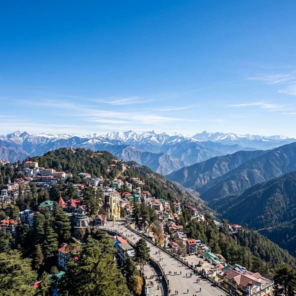 4K drone view of mist rolling through Deodar trees in the high Himalayas