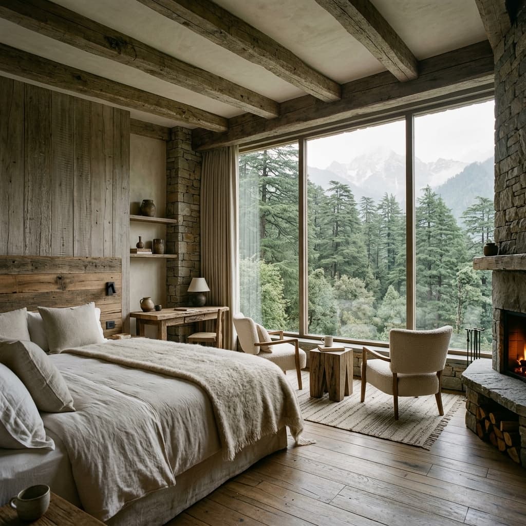 Interior of Cedar View Suite featuring wide windows and natural light